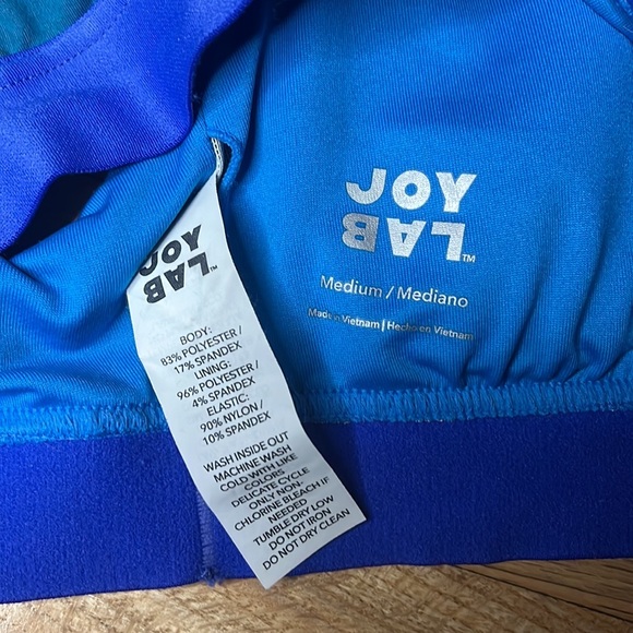 JoyLab Color Block Blue Green Silver Sports Bra, Medium - Picture 6 of 7